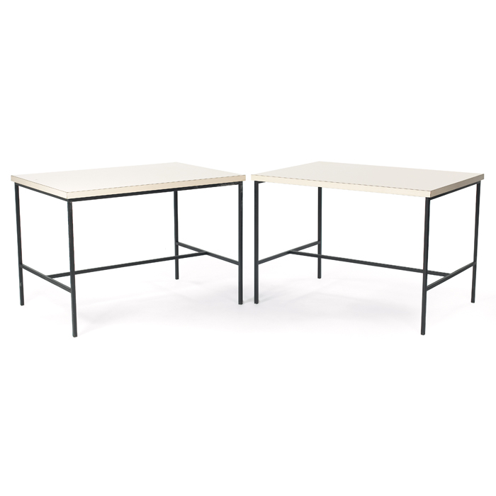 Appraisal: Tommi Parzinger work tables pair by Parzinger Originals white laminate