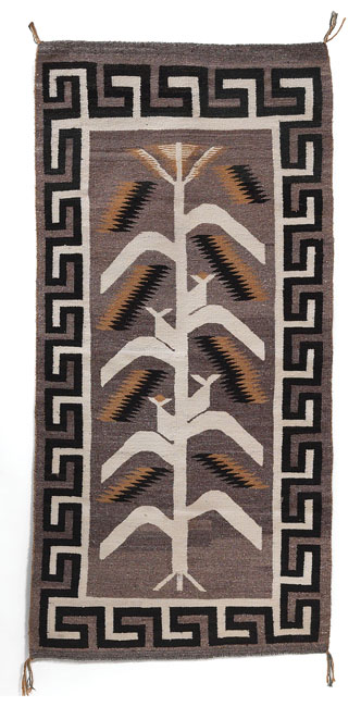 Appraisal: Navajo rug c cornstalk design on a gray field w