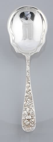 Appraisal: Baltimore Rose pattern fluted berry serving spoon l marked Sterling