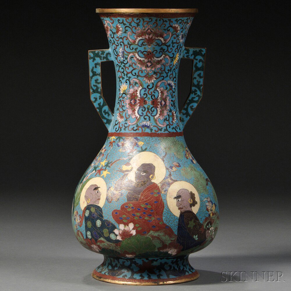 Appraisal: Cloisonne Vase China th th century pear-shape with trumpet-shaped neck