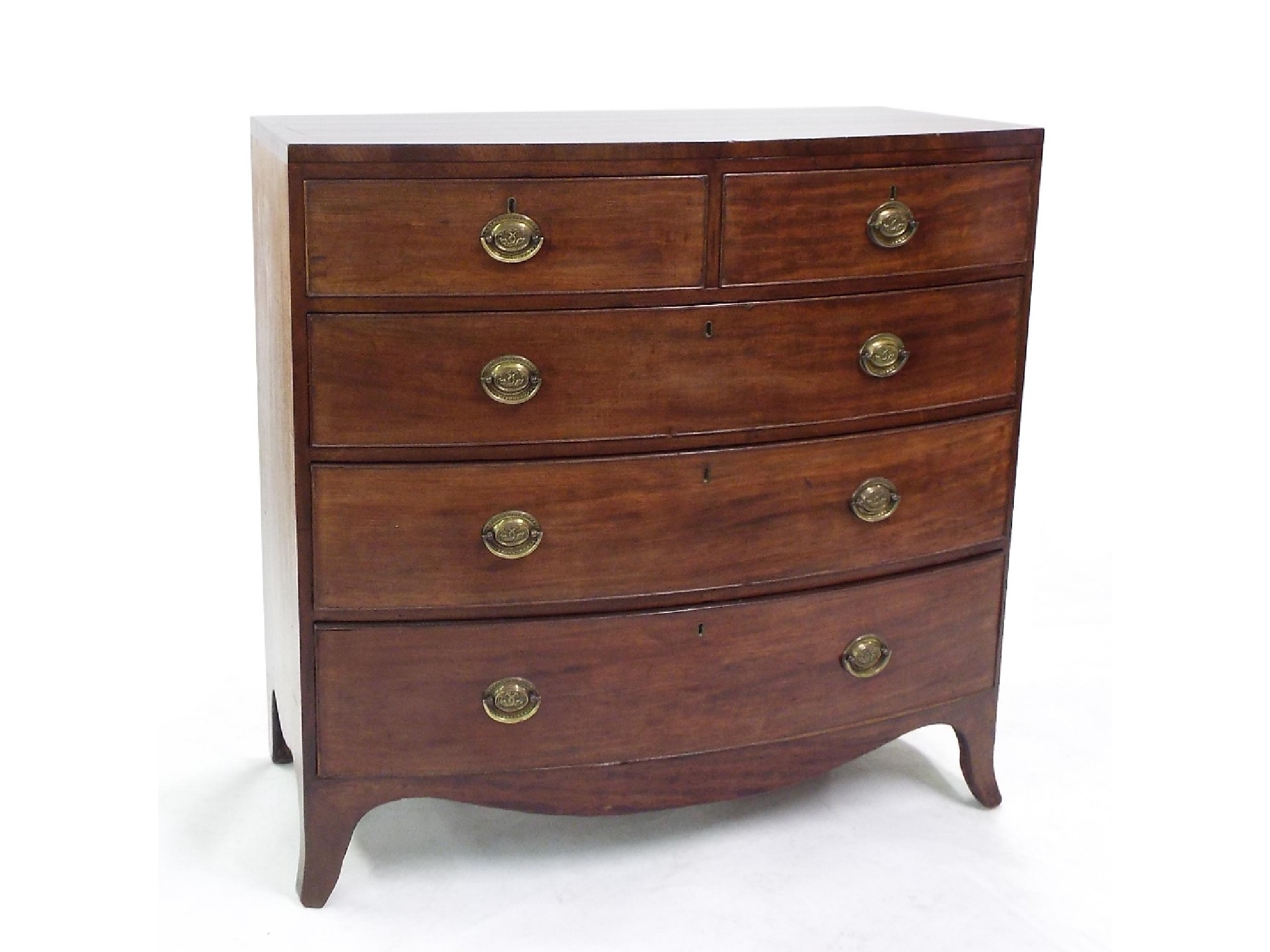 Appraisal: Late Georgian mahogany bowfront chest of drawers fitted with two