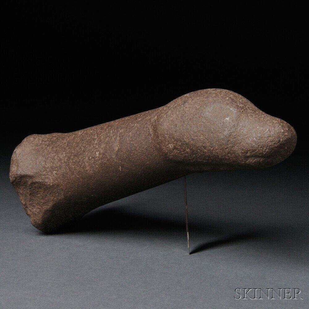 Appraisal: Northwest Coast Carved Stone Effigy Pestle handle terminating in the