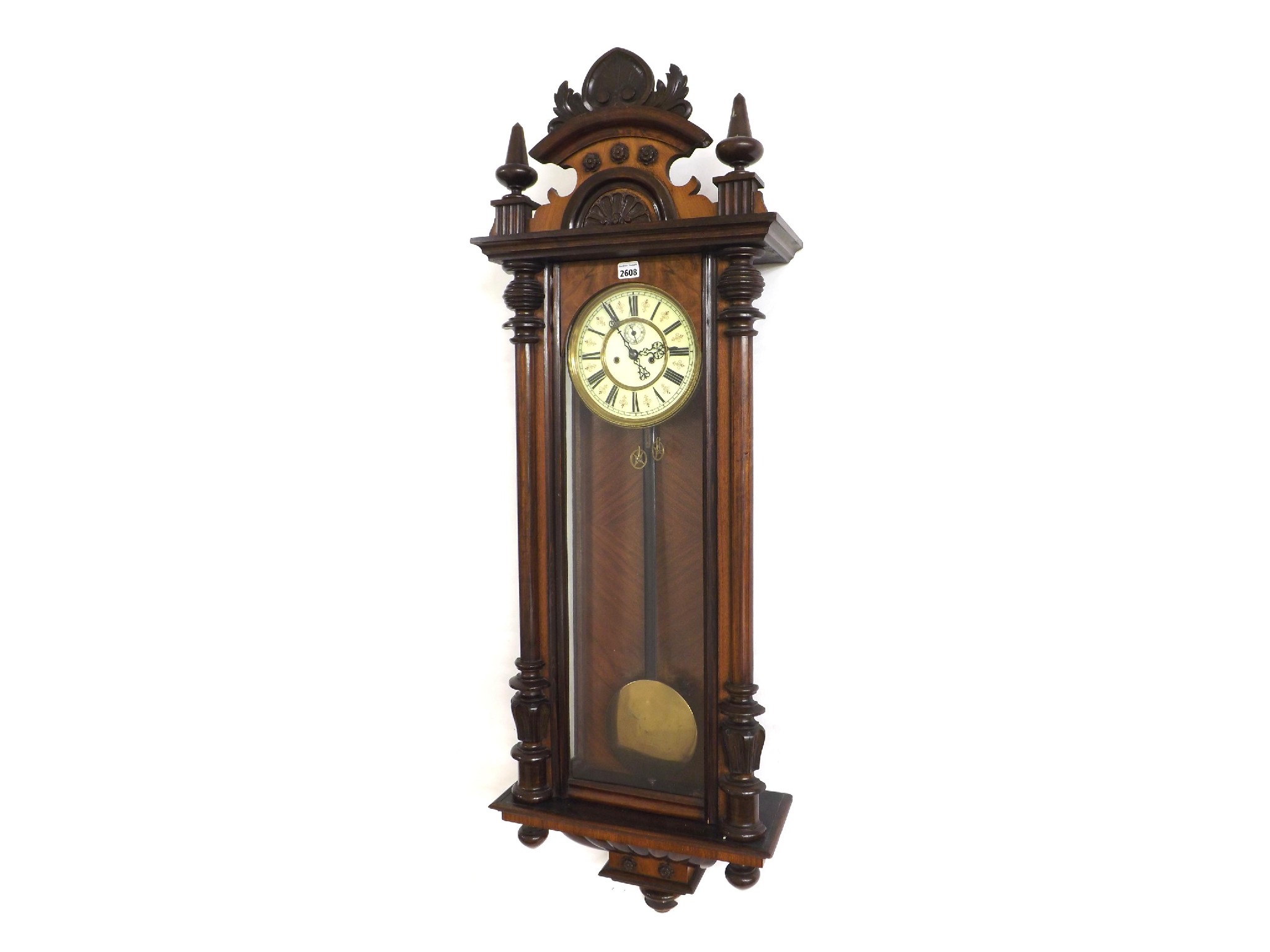 Appraisal: Walnut Vienna double weight regulator wall clock the cream dial