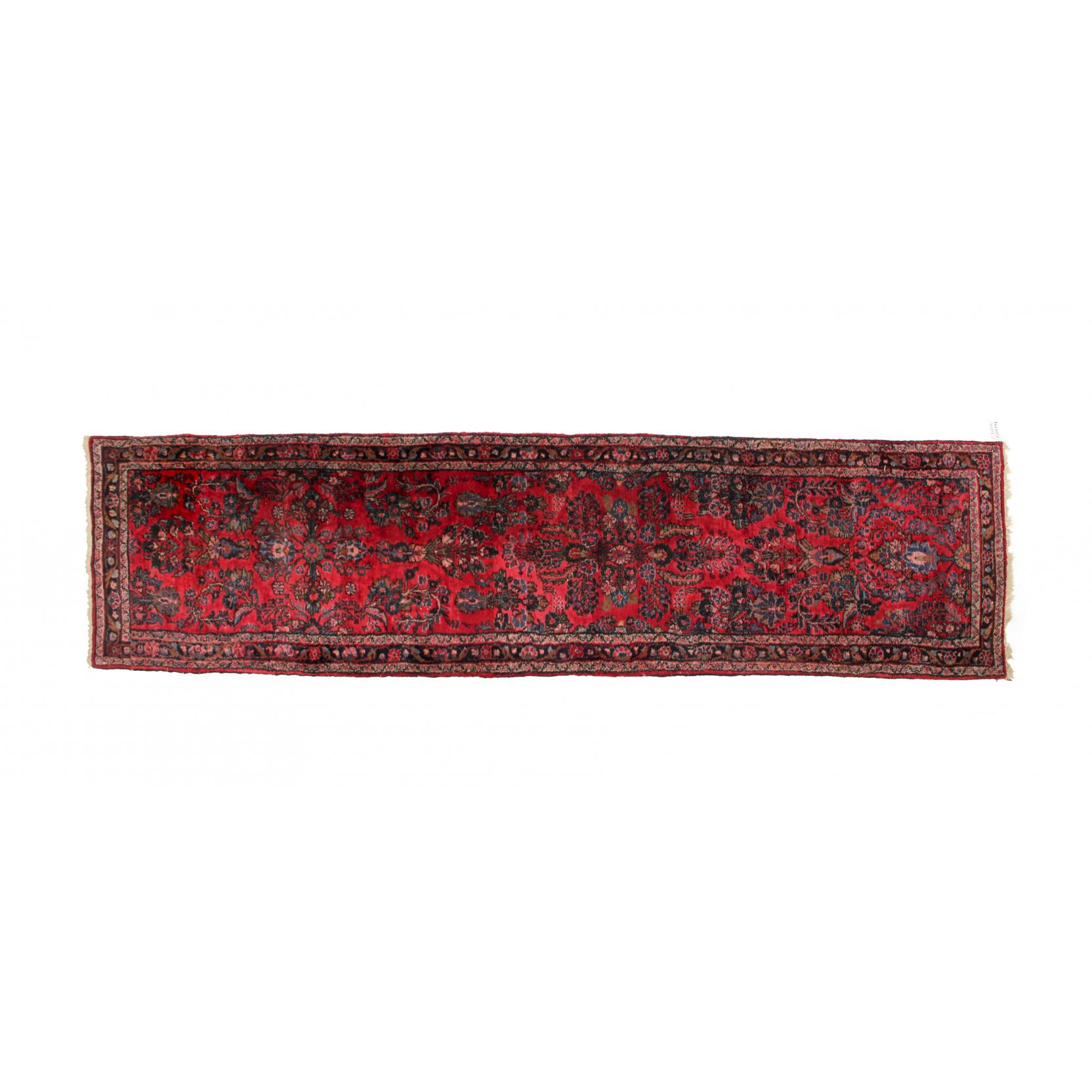 Appraisal: Lilihan Runner circa red field with floral medallion and blue