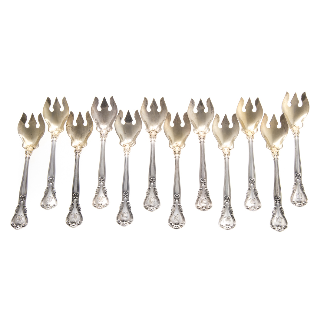 Appraisal: Gorham Chantilly sterling ice cream forks set of gold washed