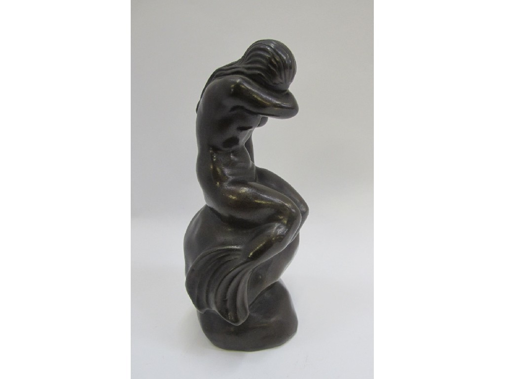 Appraisal: Bronze sculpture of a mermaid upon a rock