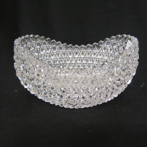 Appraisal: Cut Glass Oval Bowl elaborate Harvard style design x brilliant