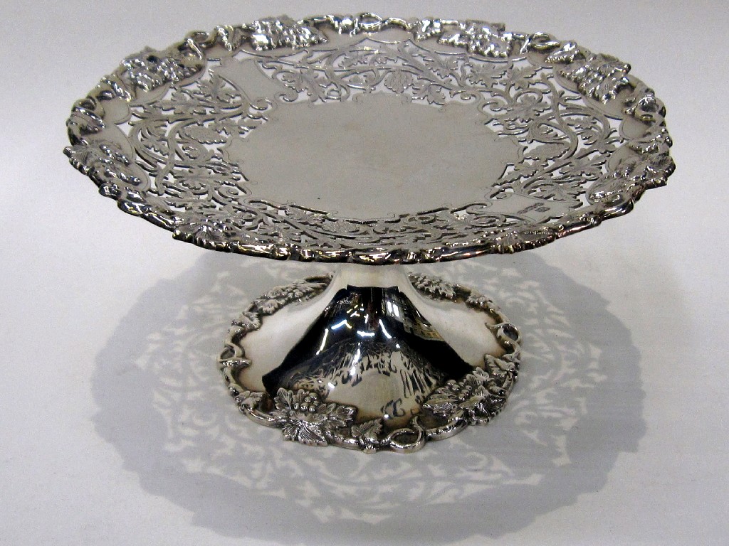 Appraisal: Silver tazza with embossed and pierced decoration Sheffield