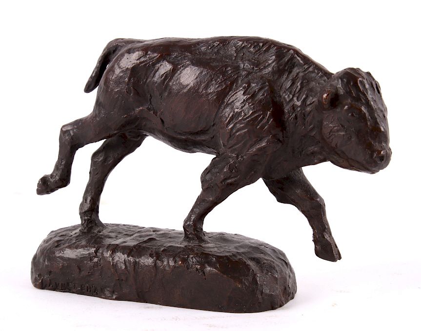 Appraisal: Original J K Ralston Bronze Buffalo Calf Sculpture This is