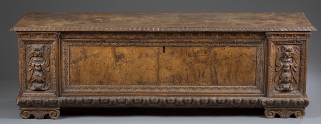 Appraisal: Italian Renaissance Style Cassone Walnut Composed of early elements Single-board