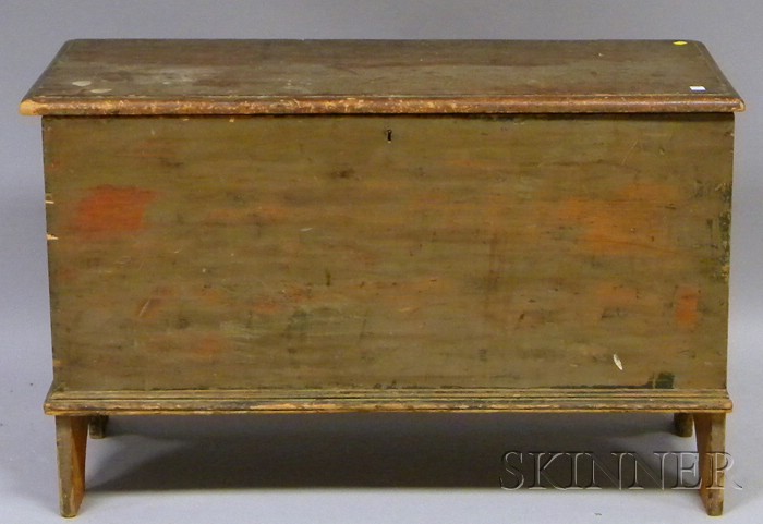 Appraisal: Green-painted Six-board Blanket Box with Applied Moldings ht lg in