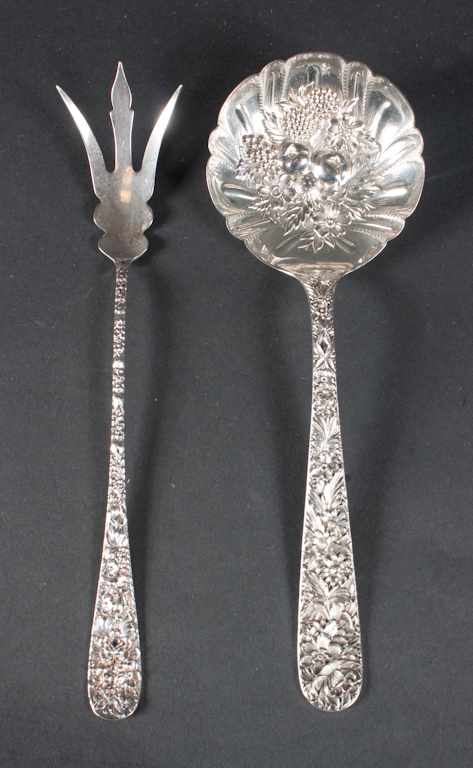 Appraisal: Two American repousse sterling silver serving pieces S Kirk Son