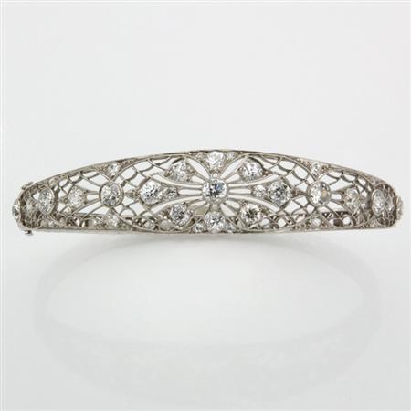 Appraisal: Edwardian Platinum and Diamond Bangle Estimate -