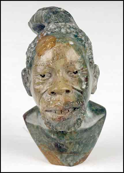 Appraisal: CARVED VERDITE BUST OF AN AFRICAN MAN Unsigned unmarked Height