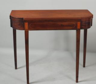 Appraisal: American Hepplewhite Inlaid Mahogany Card Table Hepplewhite inlaid mahogany D