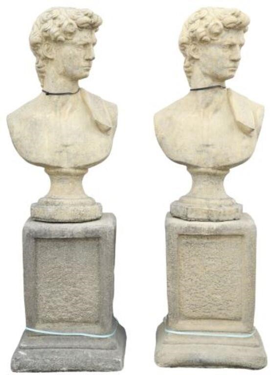 Appraisal: lot Cast stone garden statuary and pedestal group late th