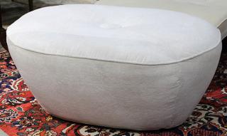 Appraisal: Custom moderne tufted white upholstered ottoman Custom moderne tufted white