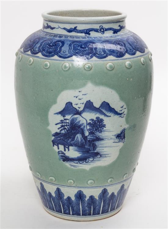 Appraisal: Sale Lot An Underglazed Blue and Celadon Porcelain Vase of