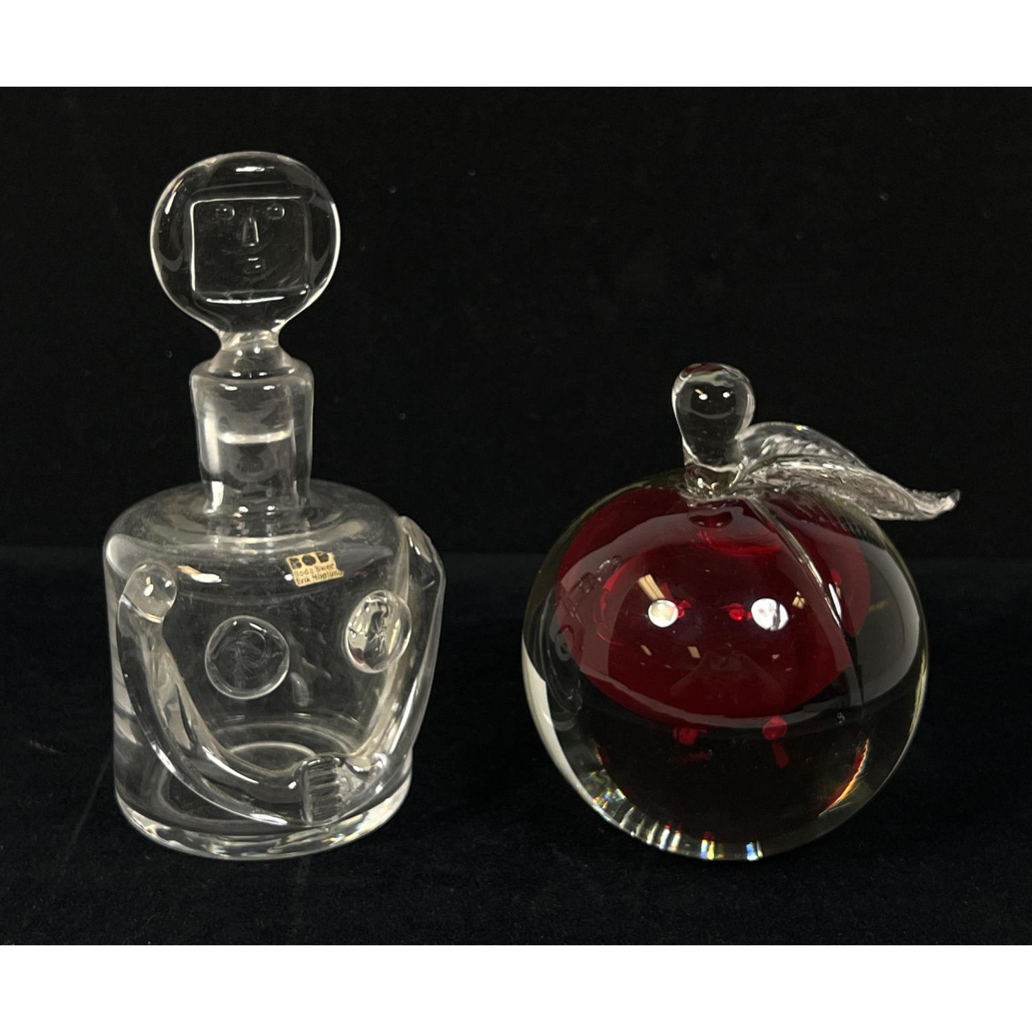 Appraisal: pc Art Glass Lot ERIK HOGLUND Clear Glass Stoppered Perfume