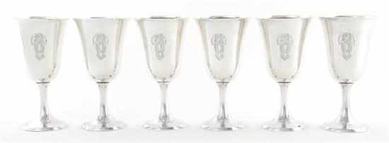 Appraisal: American sterling set of goblets pattern and engraved with initial