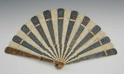 Appraisal: A Cloisonne and Ivory Fan Designed with alternating sections of