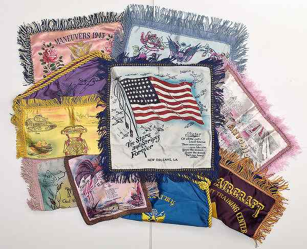 Appraisal: US WWII Army Homefront Pillow Covers Lot of Ten Lot