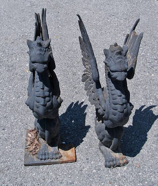 Appraisal: Two Victorian cast iron gate finials late th century loss