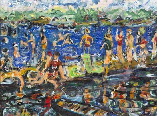 Appraisal: Francesco J Spicuzza American - Ocean Bathers oil on canvas