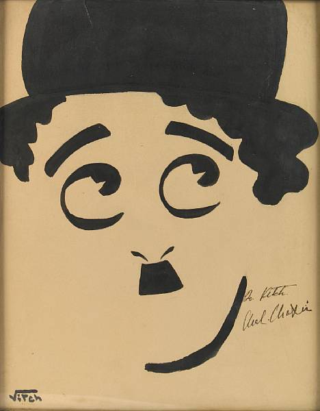 Appraisal: A Charlie Chaplin signed caricature from The Brown Derby s