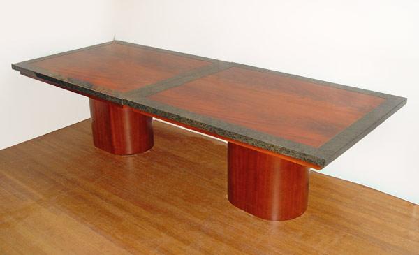 Appraisal: FOOT MARBLE WOOD CONFERENCE TABLE Splits into sections each with