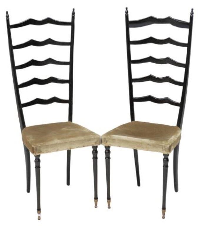 Appraisal: pair Italian mid-century modern side chairs c s ebonized frame