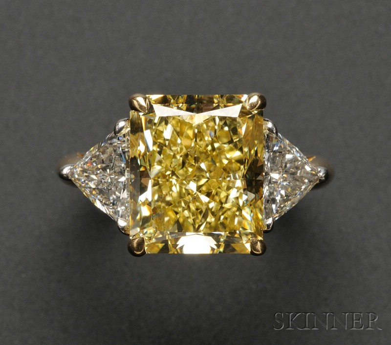 Appraisal: Fancy Intense Yellow Diamond and Diamond Ring Tiffany Co set