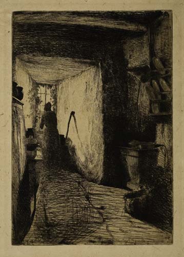 Appraisal: JAMES A M WHISTLER The Kitchen Etching and drypoint printed