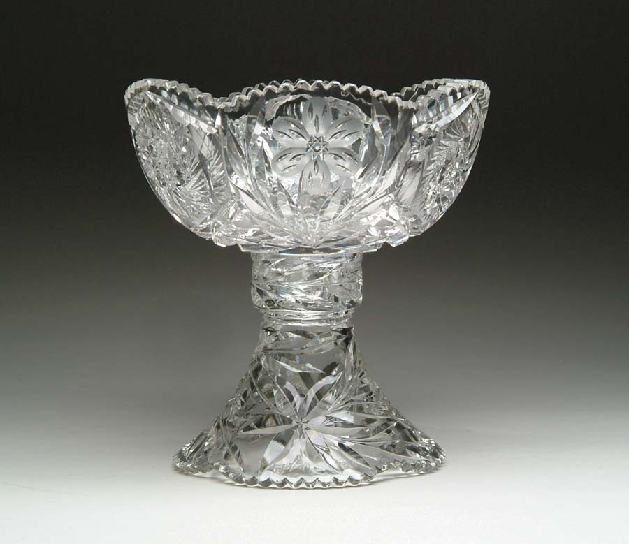 Appraisal: TWO PIECE CUT GLASS PUNCHBOWL Two piece punchbowl is cut