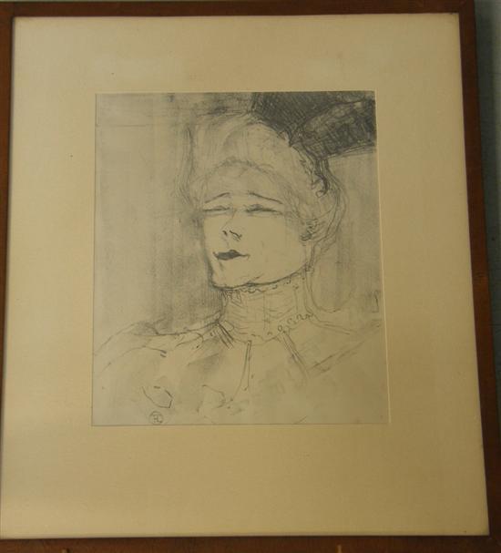 Appraisal: After Toulouse Lautrec print of head and shoulders of a