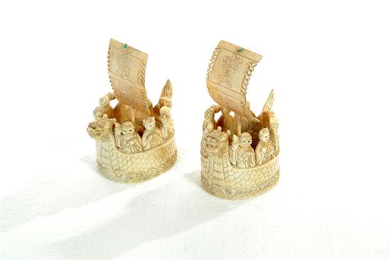 Appraisal: PAIR OF IVORY DRAGON BOATS China st half- th century