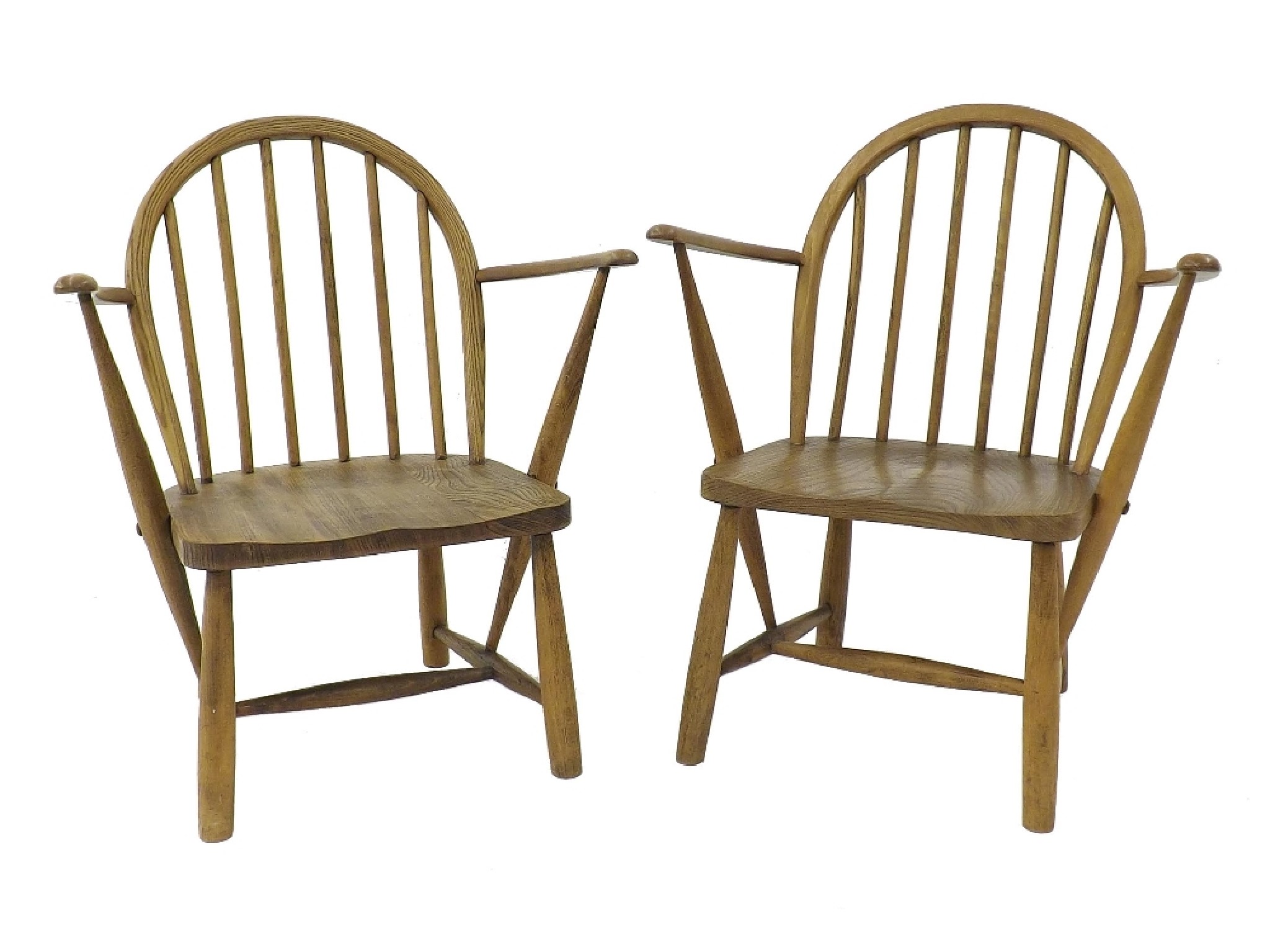 Appraisal: Pair of Ercol Windsor hoop back child's carver chairs high