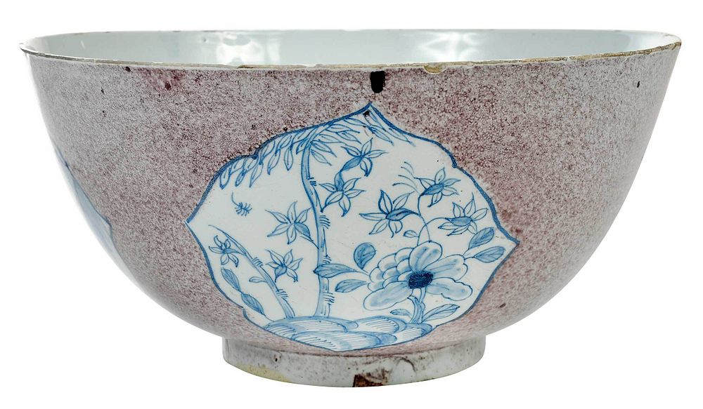 Appraisal: English Delftware Manganese Punch Bowl attributed to London circa -