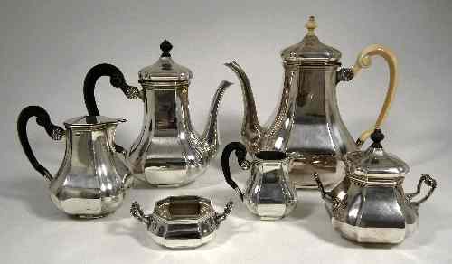 Appraisal: A Dutch silvery metal six piece tea and coffee service