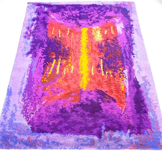 Appraisal: Grau-Garriga designed Harmony carpet abstract designs orange maroon violet and