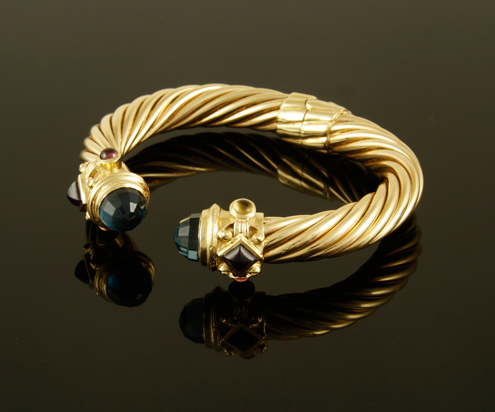 Appraisal: - K Citrine Bracelet k yellow gold citrine aquamarine and