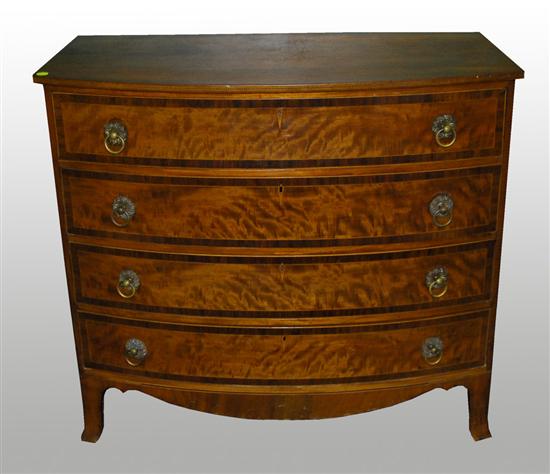 Appraisal: FEDERAL MAHOGANY INLAID BOW FRONT FOUR DRAWER CHEST OF DRAWERS