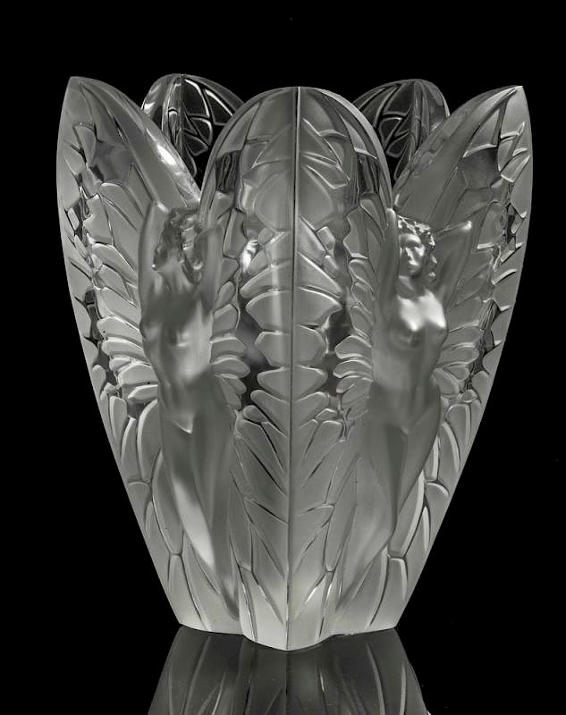 Appraisal: Lalique Chrysalide Frosted and Clear Crystal Vase Lalique frosted and