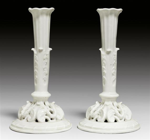 Appraisal: PAIR OF CANDLESTICKS MODEL FROM THE 'EINSIEDLER' SERVICE CIRCA Unpainted