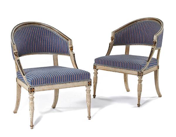 Appraisal: A fine pair of Swedish Neoclassical parcel gilt and paint