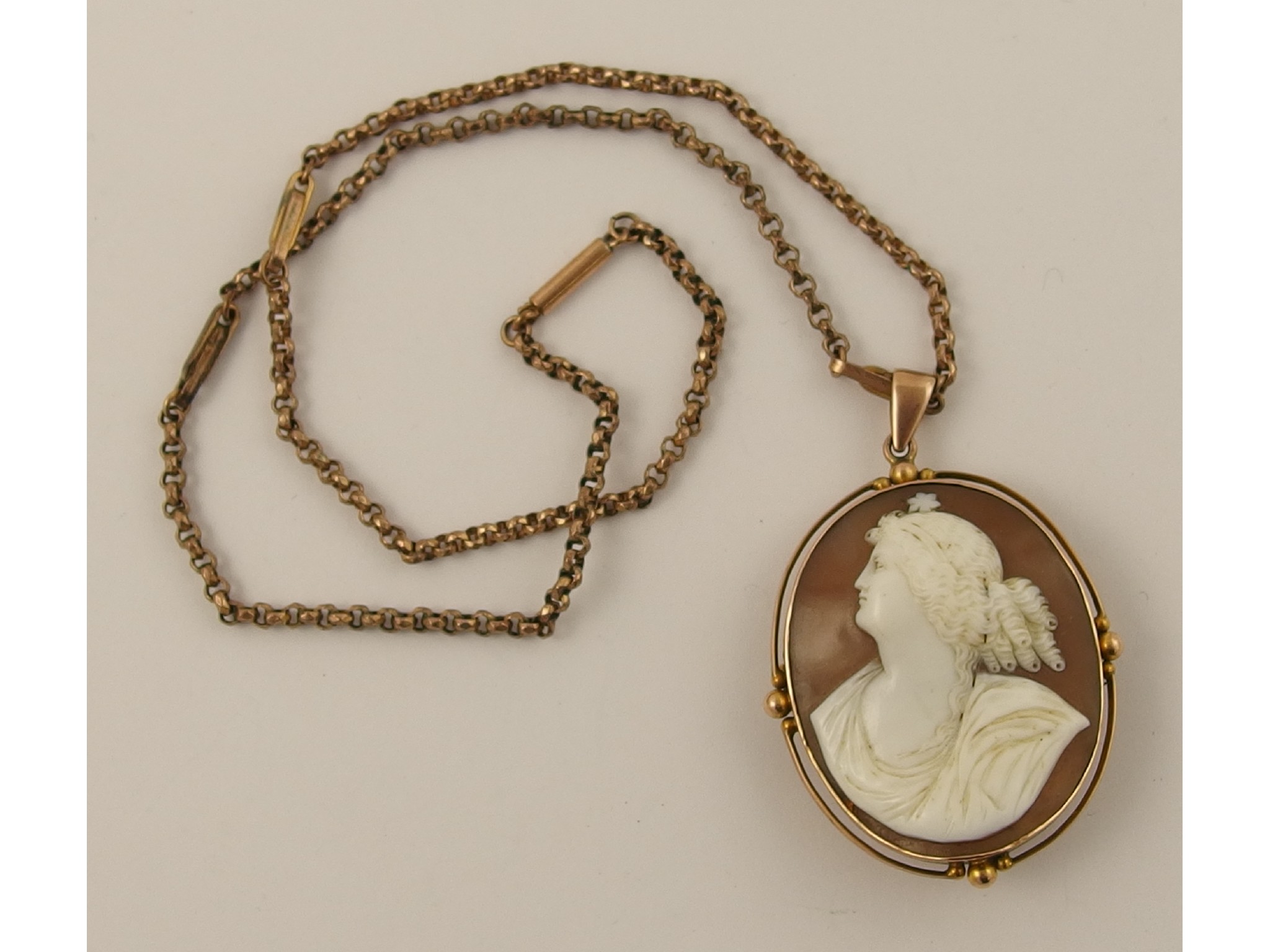 Appraisal: A ct mounted shell cameo with a gold plated vintage