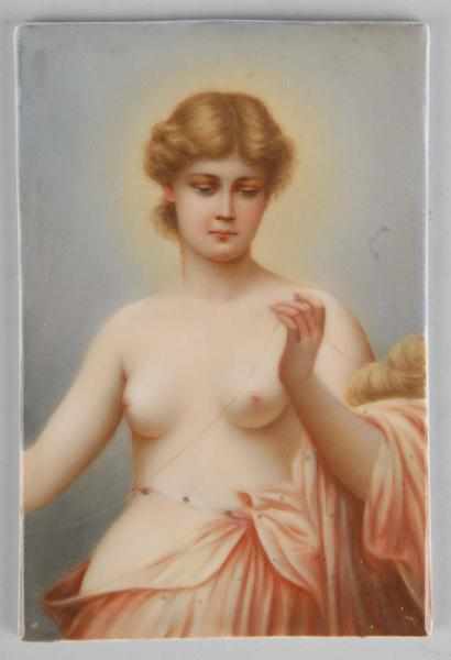 Appraisal: Nude Woman Tile in Peach Description German Made by Rlotho