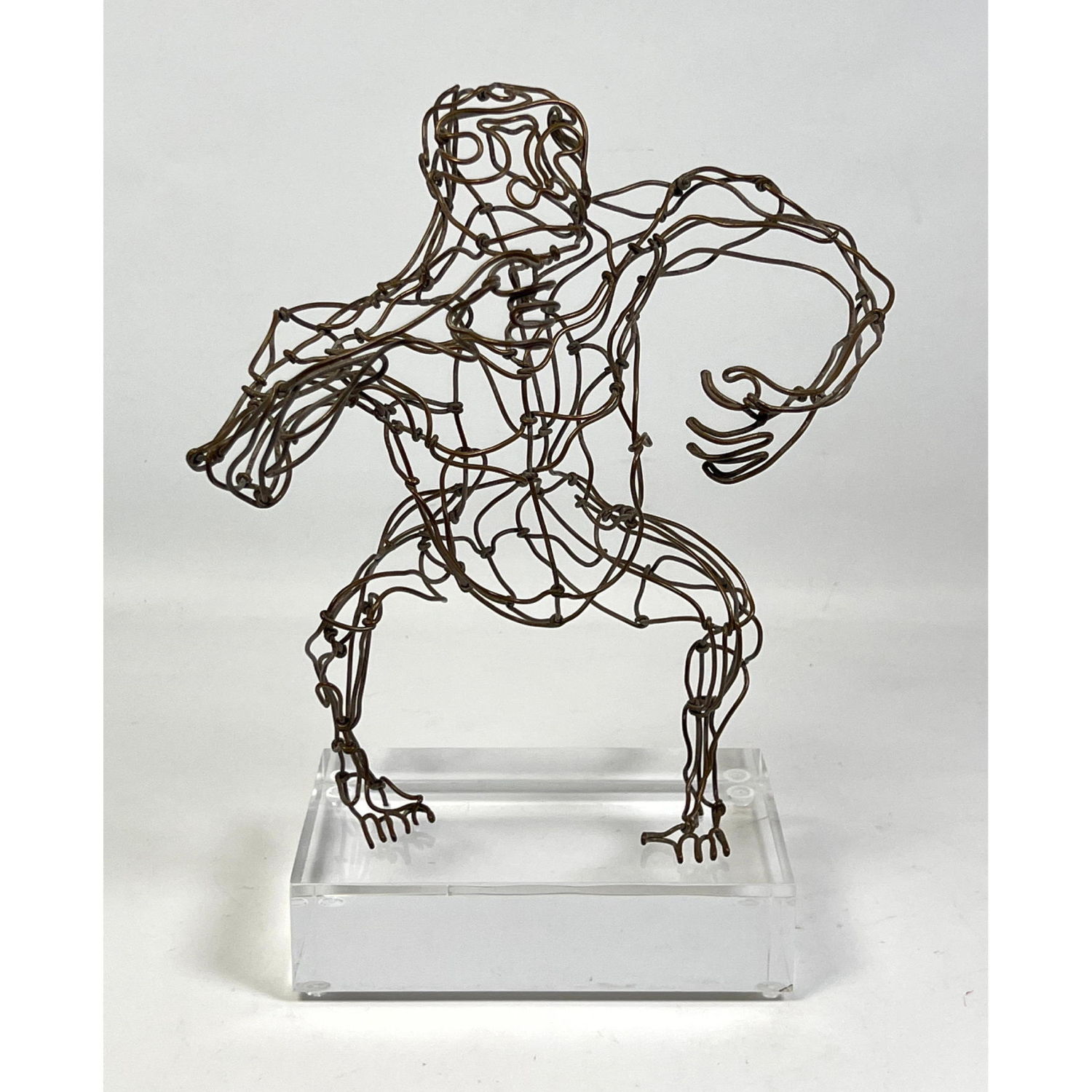 Appraisal: Wire Gorilla sculpture on Lucite base Clever interpretation Dimensions H