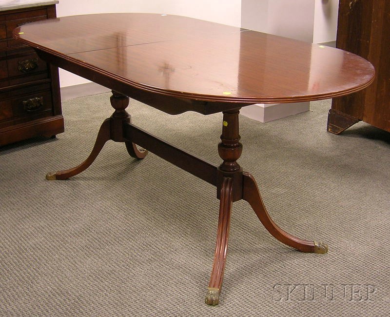 Appraisal: Strongbow Regency-style Oblong Mahogany Double-pedestal Dining Table with leaf