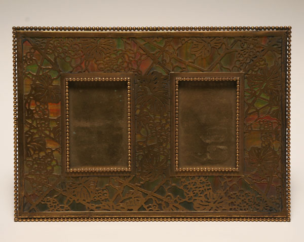 Appraisal: Tiffany Studios double picture frame in the grapevine pattern gold